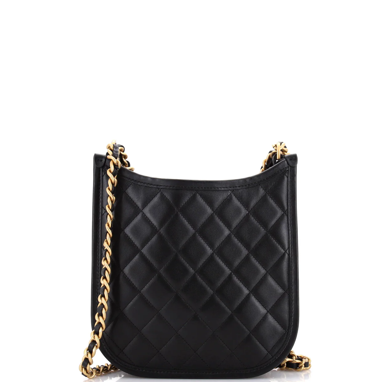 CC Front Pocket Chain Hobo Quilted Lambskin Small - Deep Luxury