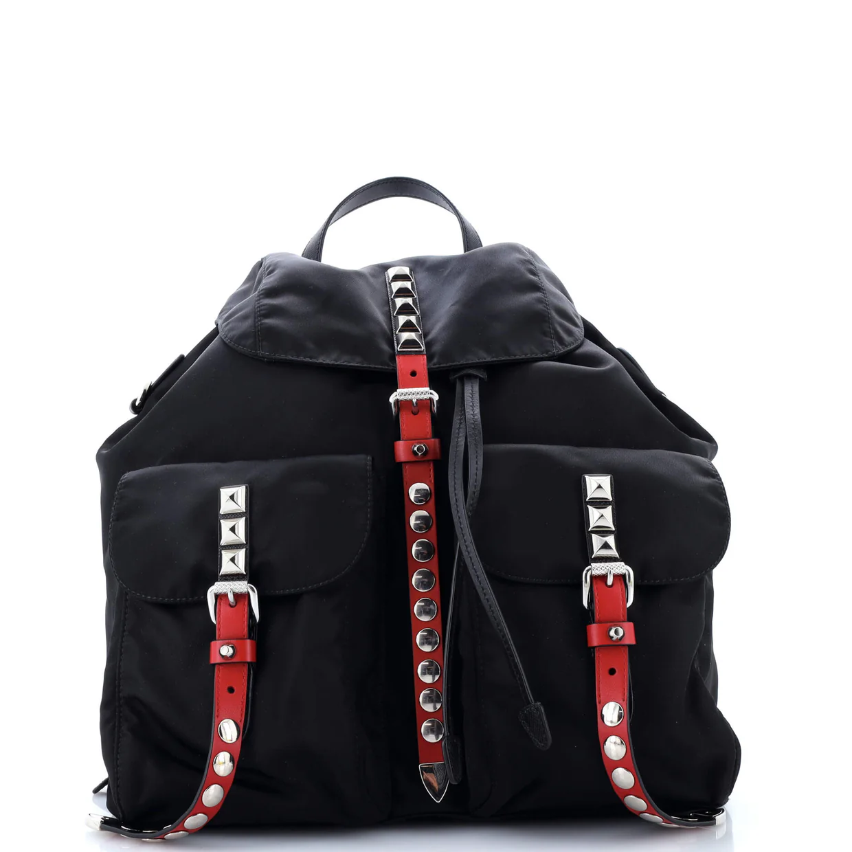 New Vela Backpack Tessuto with Studded Leather - Deep Luxury