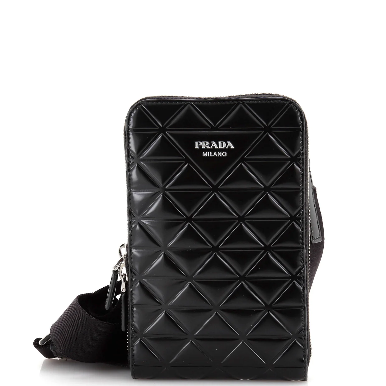 Symbole Phone Holder Crossbody Bag Embossed Leather - Deep Luxury