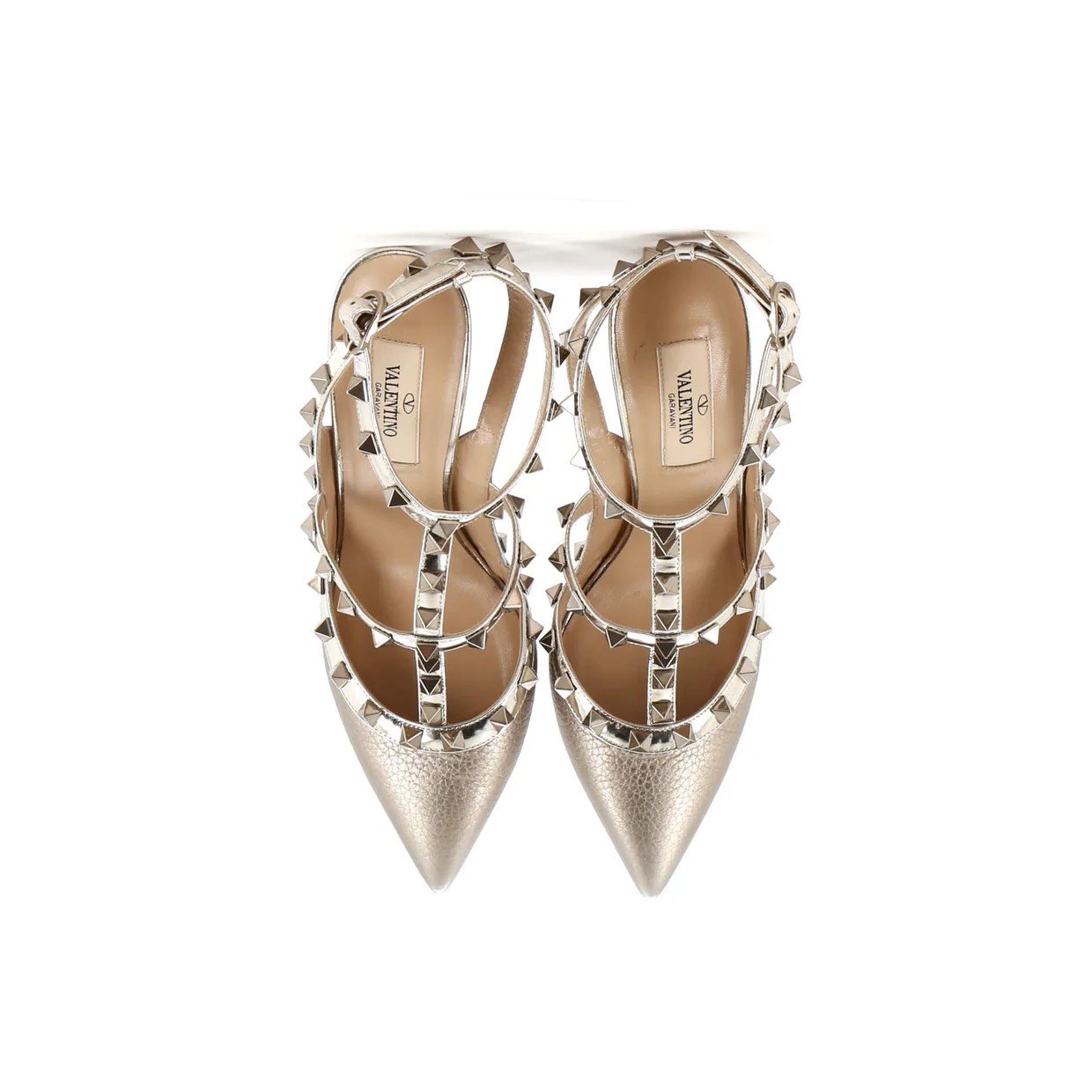 Women's Rockstud Ankle Strap Pumps Leather 100 - Deep Luxury