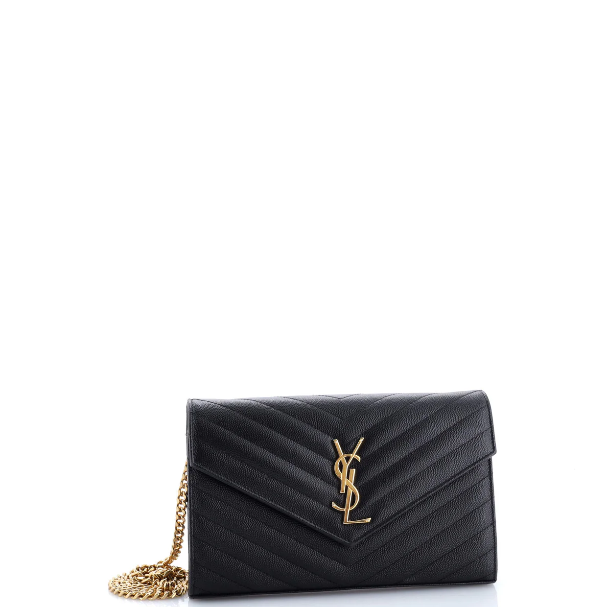 Classic Monogram Wallet on Chain Matelasse Chevron Leather Medium - Deep Luxury