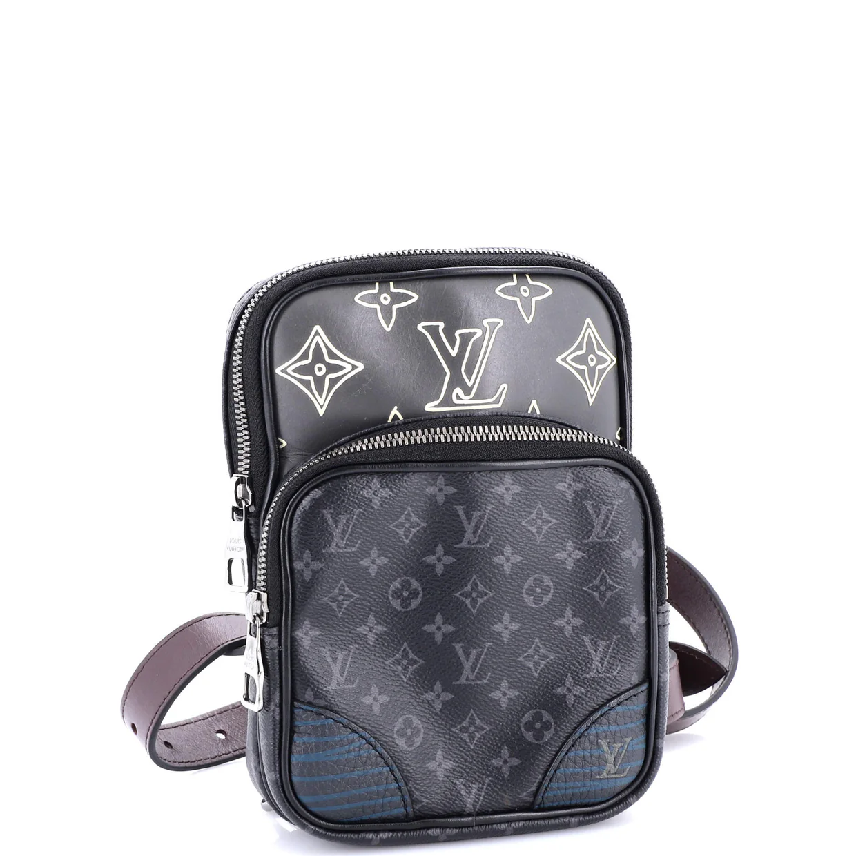 Amazone Sling Bag Patchwork Monogram Eclipse Canvas and Printed Leather - Deep Luxury