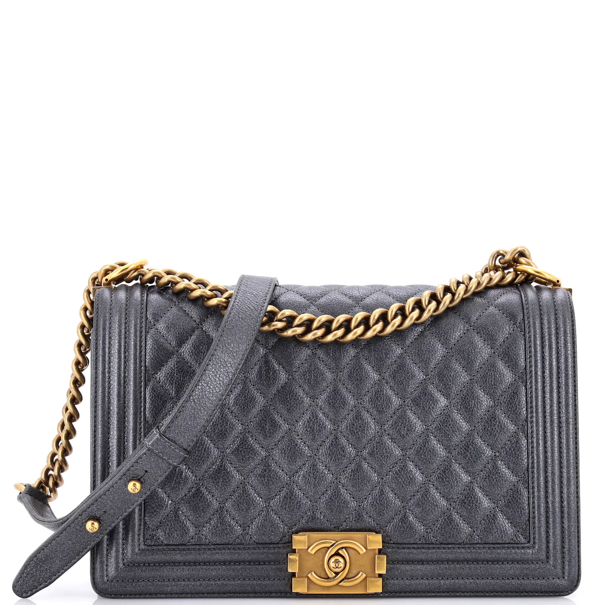 Boy Flap Bag Quilted Iridescent Caviar New Medium - Deep Luxury