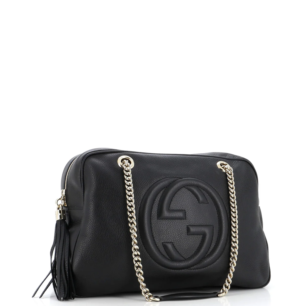 Soho Chain Zip Shoulder Bag Leather Medium - Deep Luxury