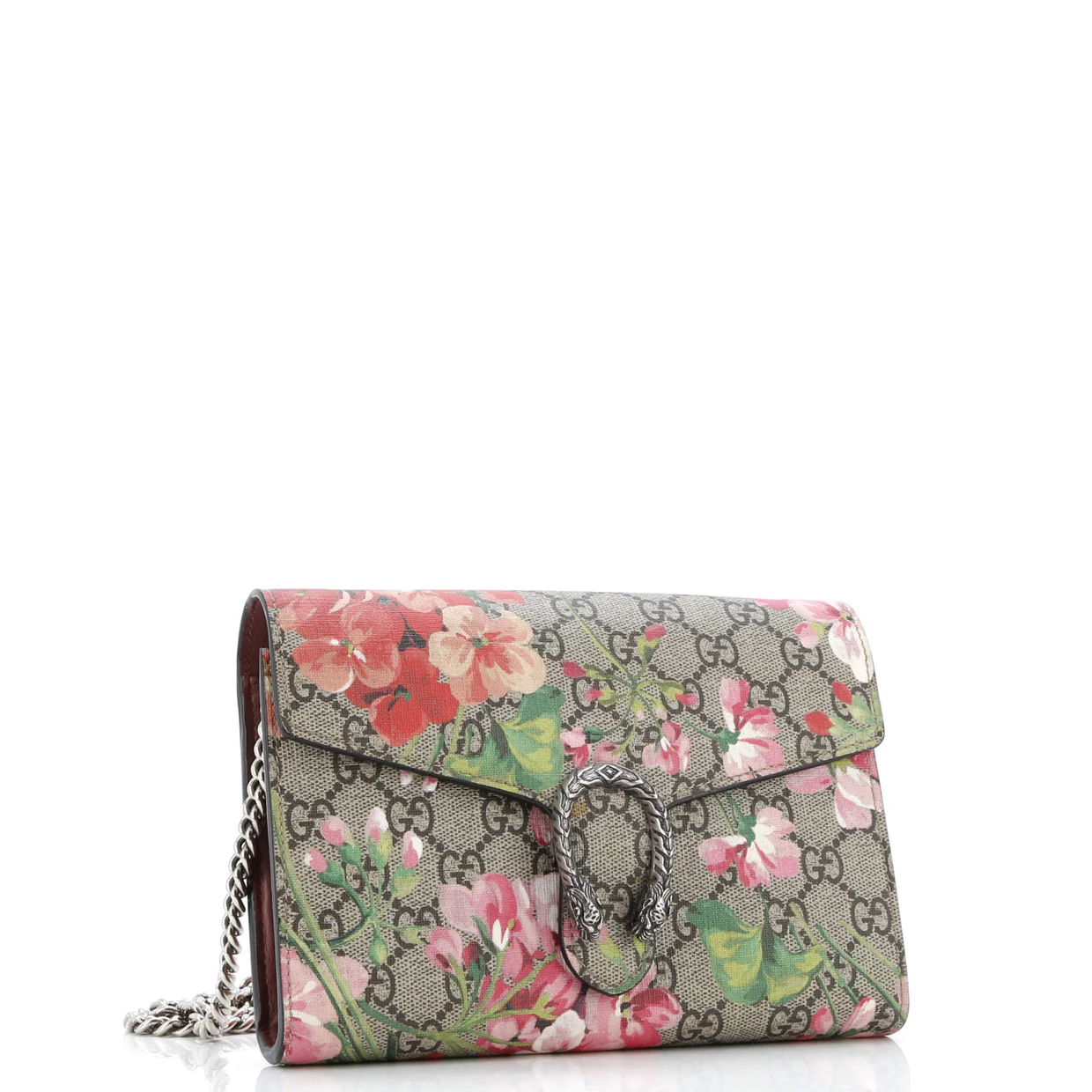 Dionysus Chain Wallet Blooms Print GG Coated Canvas Small - Deep Luxury
