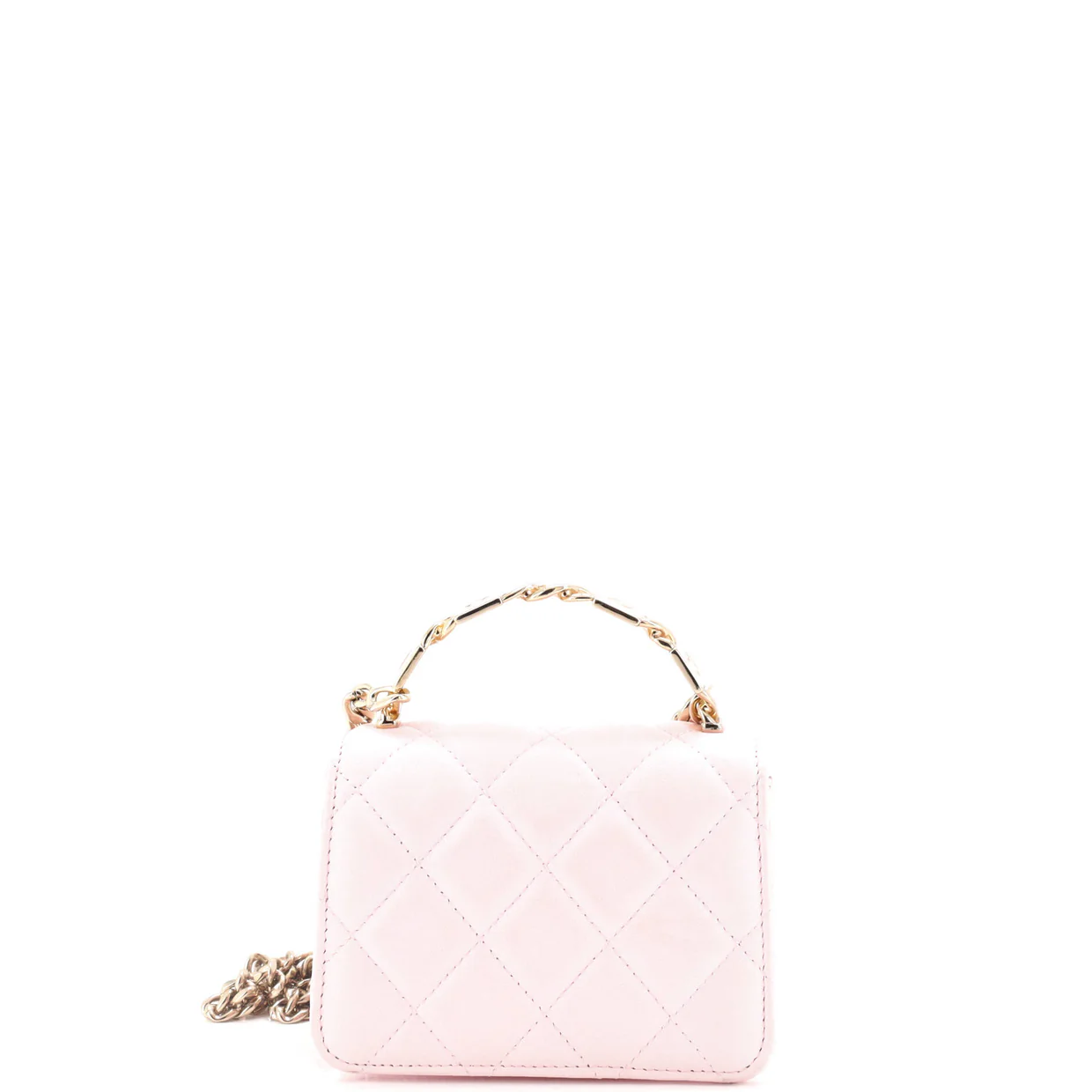 Coco Enamel Top Handle Flap Clutch with Chain Quilted Lambskin - Deep Luxury