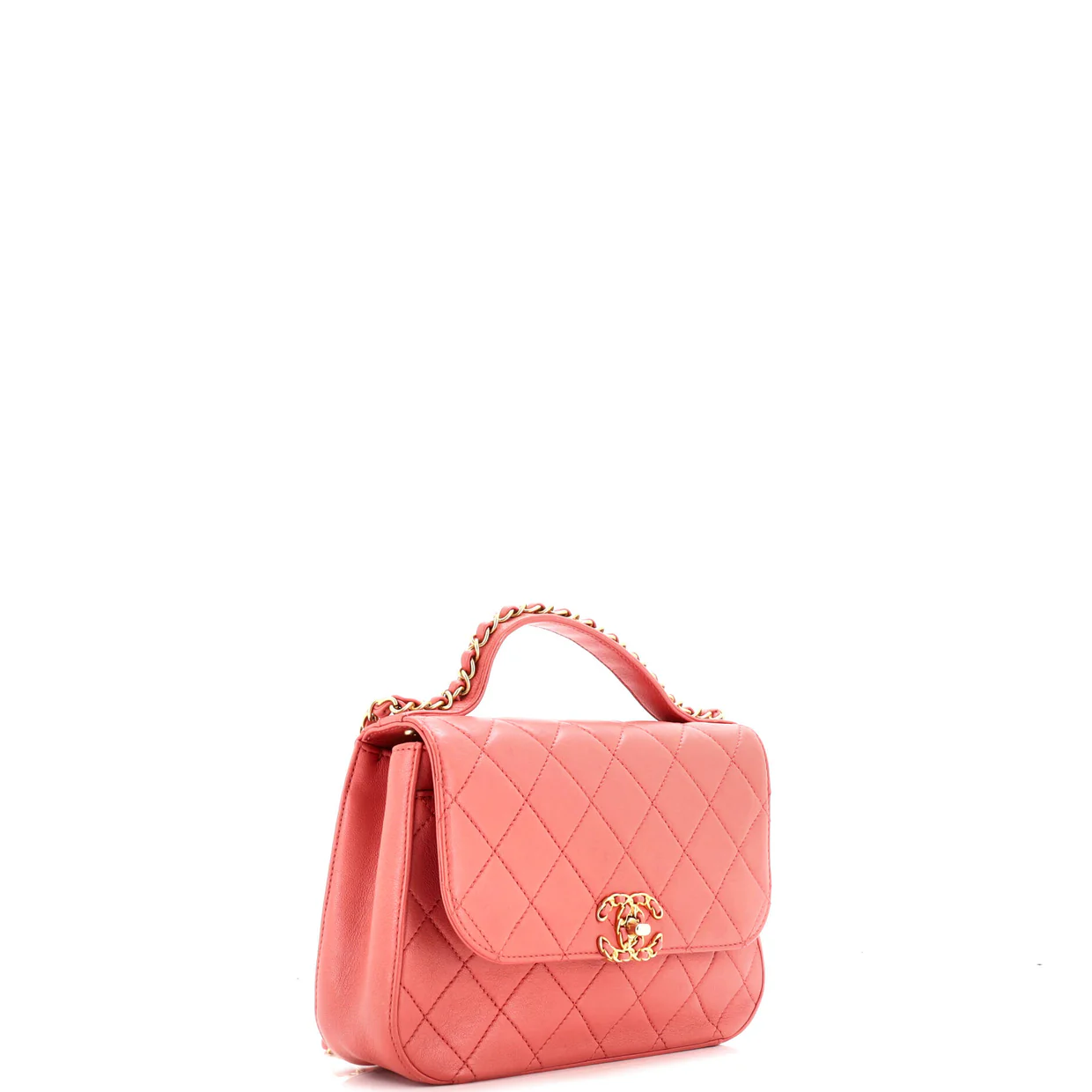 Chain Infinity Top Handle Bag Quilted Lambskin Small - Deep Luxury