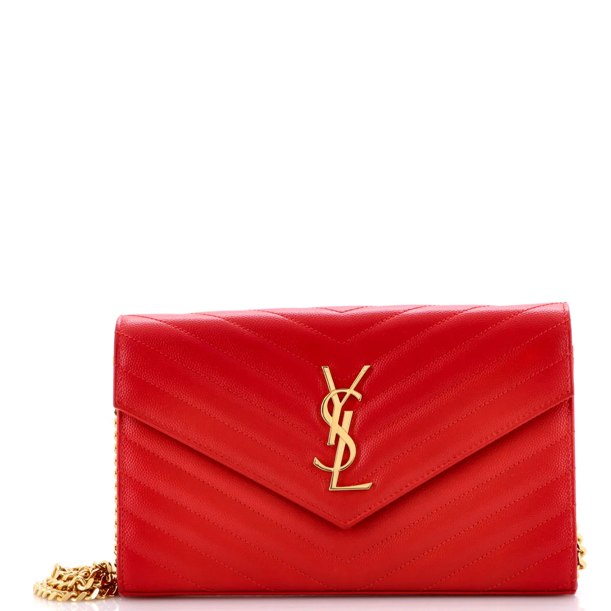 Classic Monogram Wallet on Chain Matelasse Chevron Leather Medium - Deep Luxury