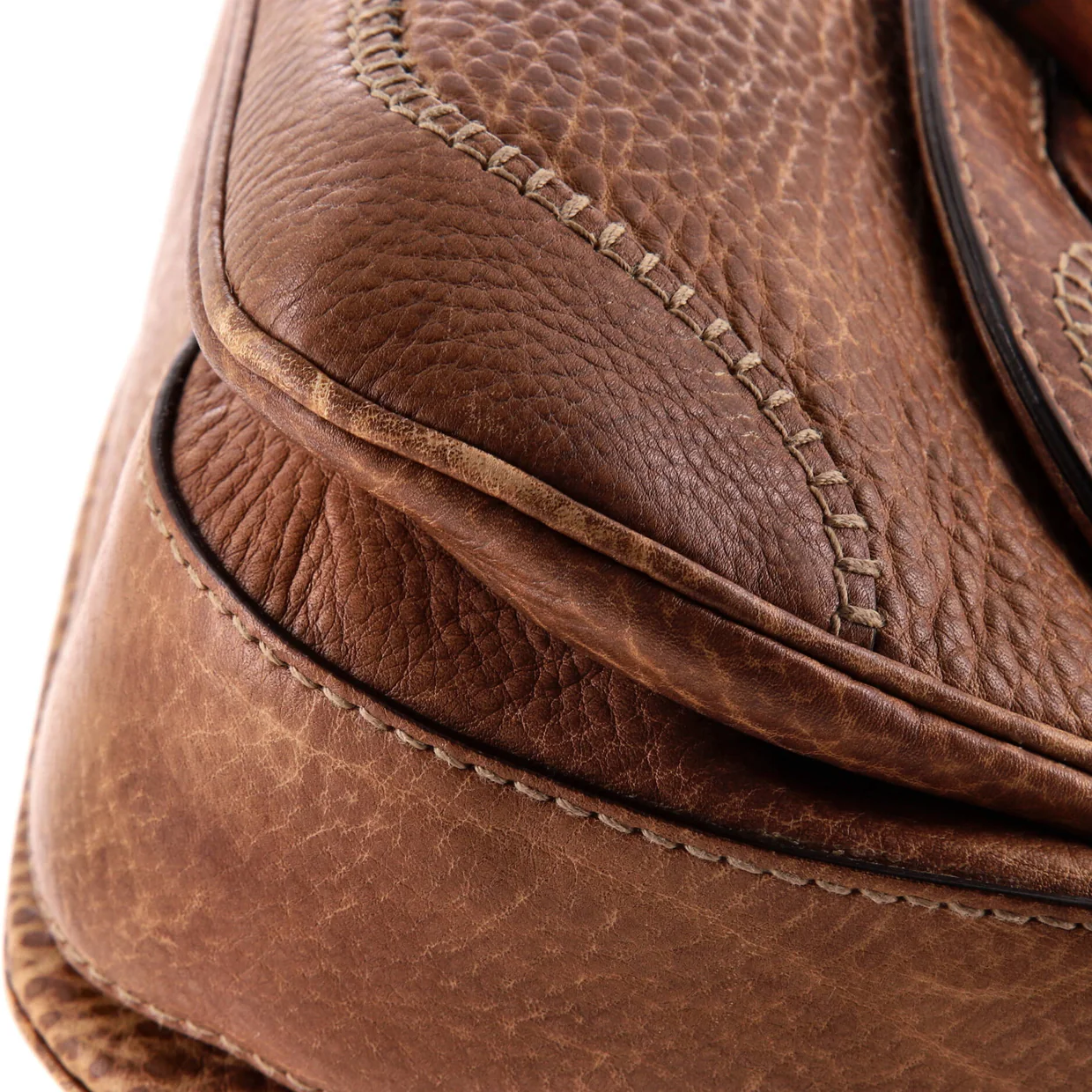 New Convertible Bamboo Top Handle Bag Leather Medium - Deep Luxury