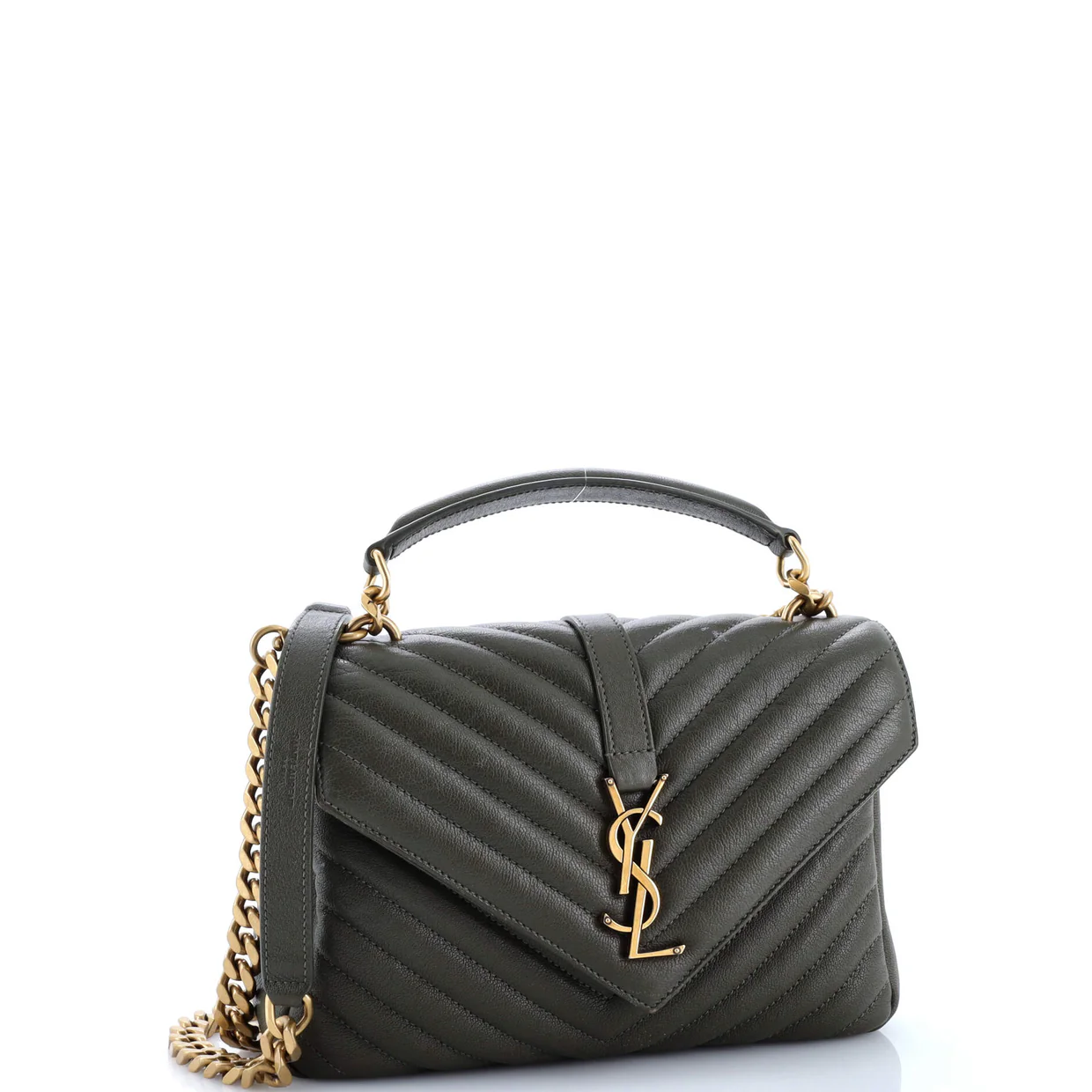 Classic Monogram College Bag Matelasse Chevron Leather Medium - Deep Luxury