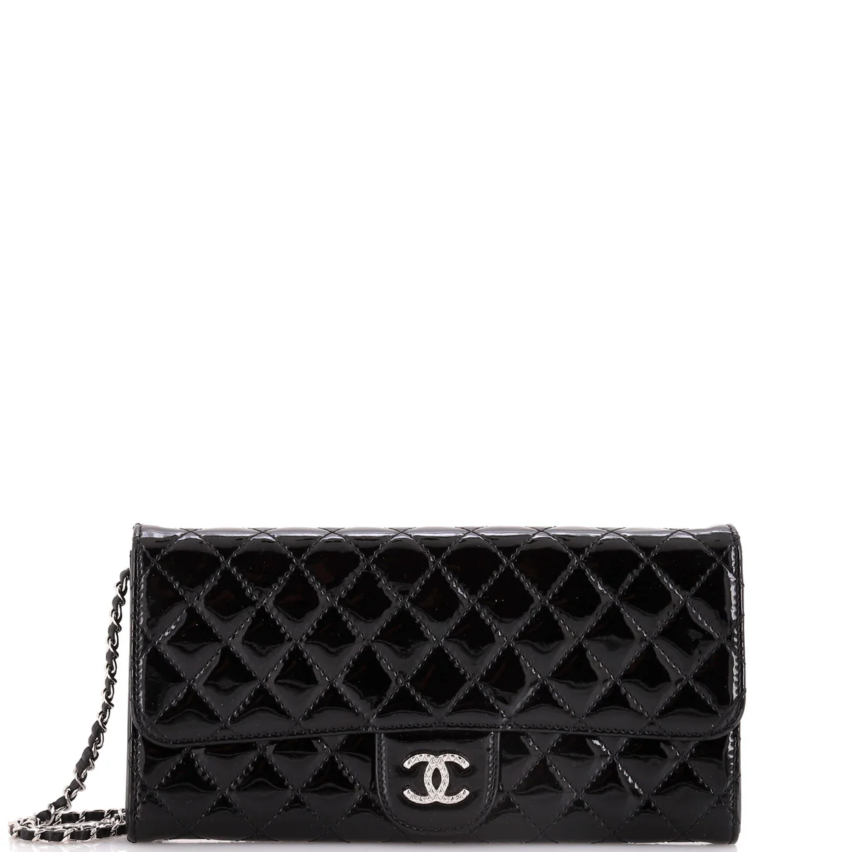 Brilliant Wallet on Chain Clutch Quilted Patent East West - Deep Luxury