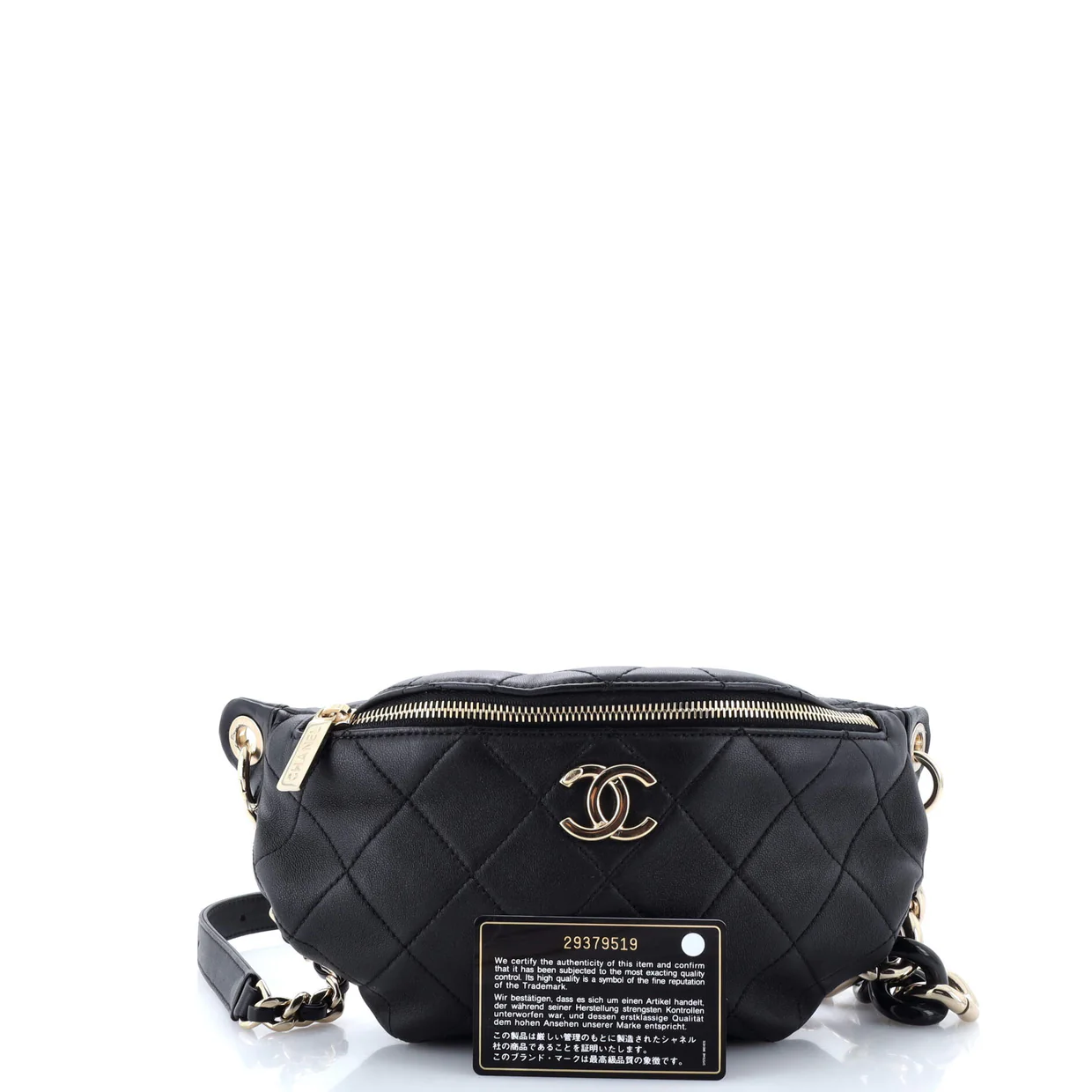 Resin Elegant Chain Belt Bag Quilted Lambskin - Deep Luxury
