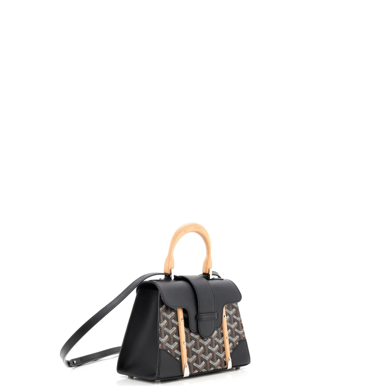 Structured Saigon Top Handle Bag Coated Canvas with Leather Mini - Deep Luxury