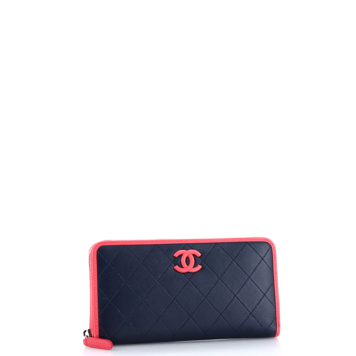 CC Zip Around Wallet Stitched Lambskin Long - Deep Luxury