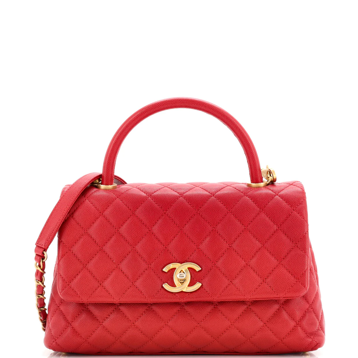 Coco Top Handle Bag Quilted Caviar Small - Deep Luxury