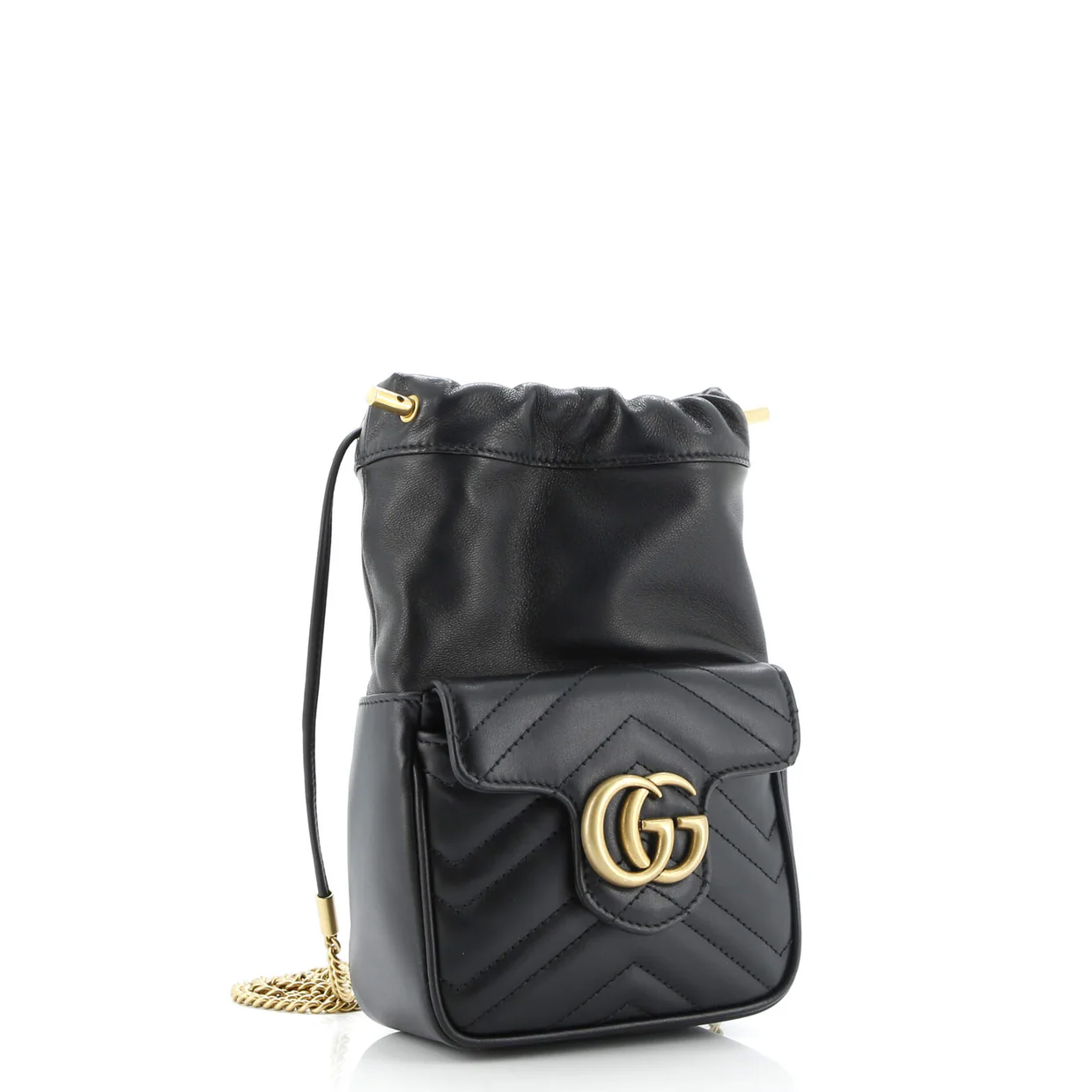 GG Marmont Front Pocket Bucket Bag Matelasse Leather Mini - Deep Luxury