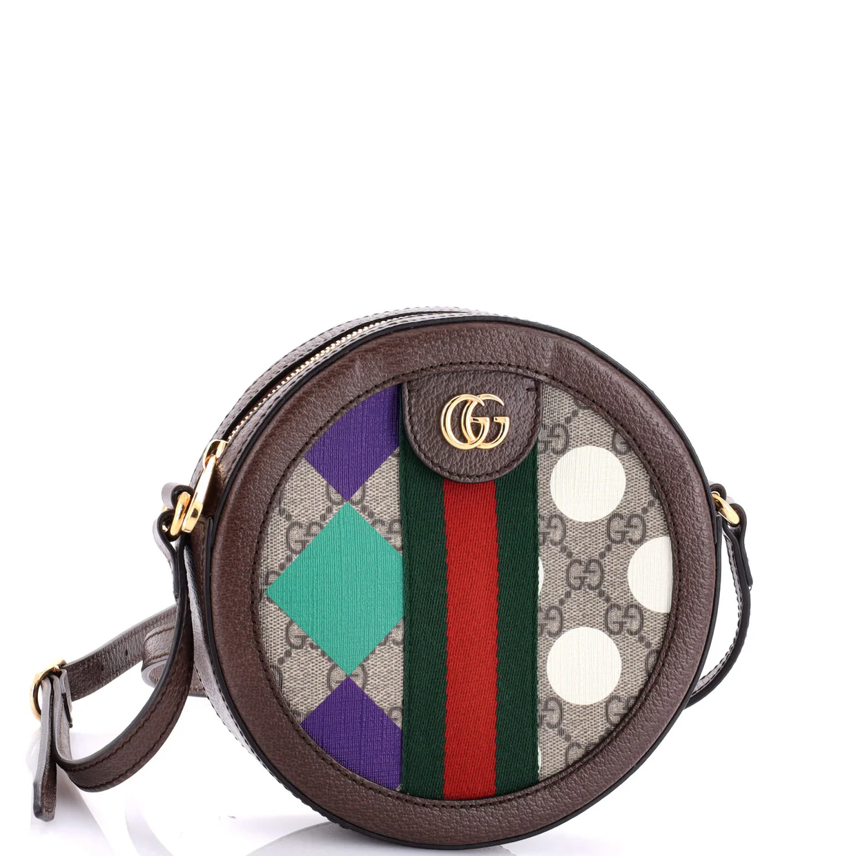 Ophidia Round Shoulder Bag Printed GG Coated Canvas Mini - Deep Luxury
