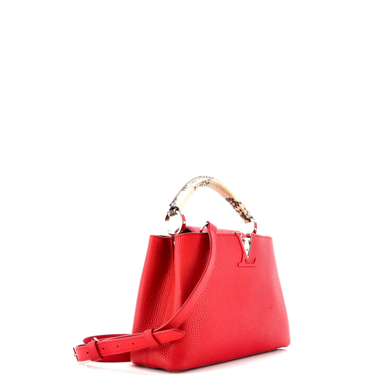 Capucines Bag Leather with Snakeskin BB - Deep Luxury