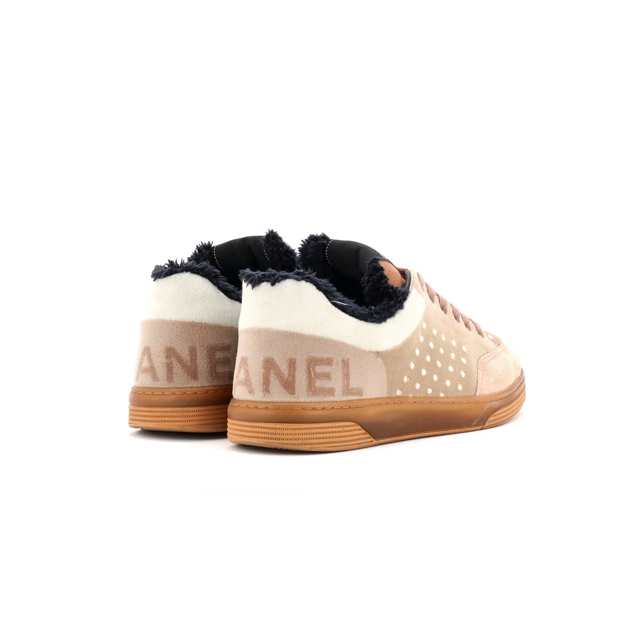 Women's Logo Low-Top Sneakers Suede and Shearling - Deep Luxury