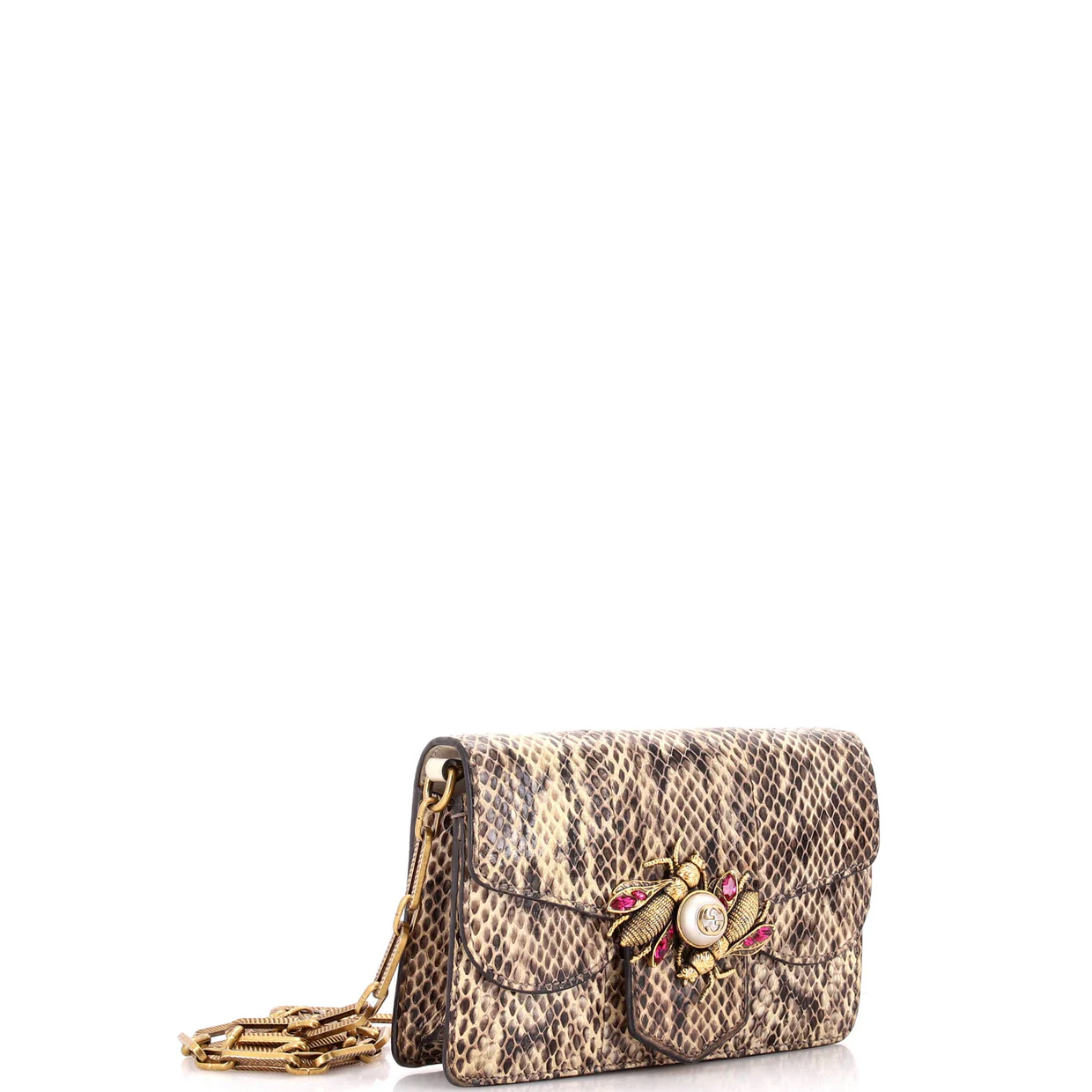 Broadway Bee Shoulder Bag Embellished Python Mini - Deep Luxury