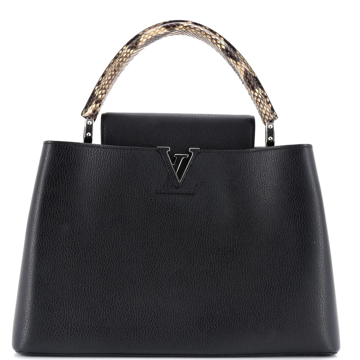 Capucines Bag Leather with Python MM - Deep Luxury