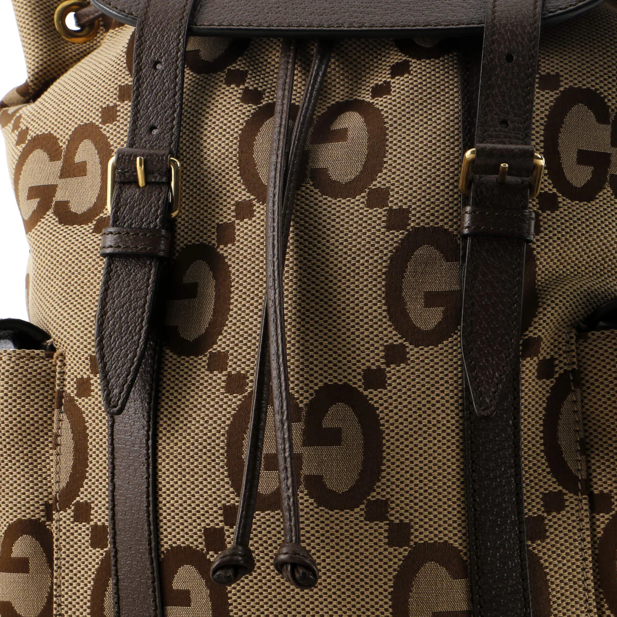 Double Pocket Belt Backpack Jumbo GG Canvas and Leather Large - Deep Luxury