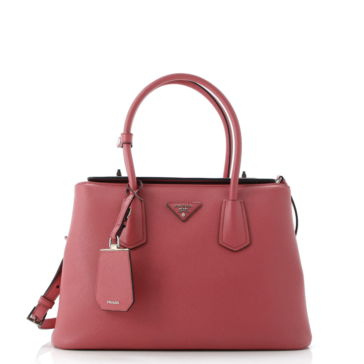 Turnlock Cuir Twin Tote Saffiano Leather Small - Deep Luxury
