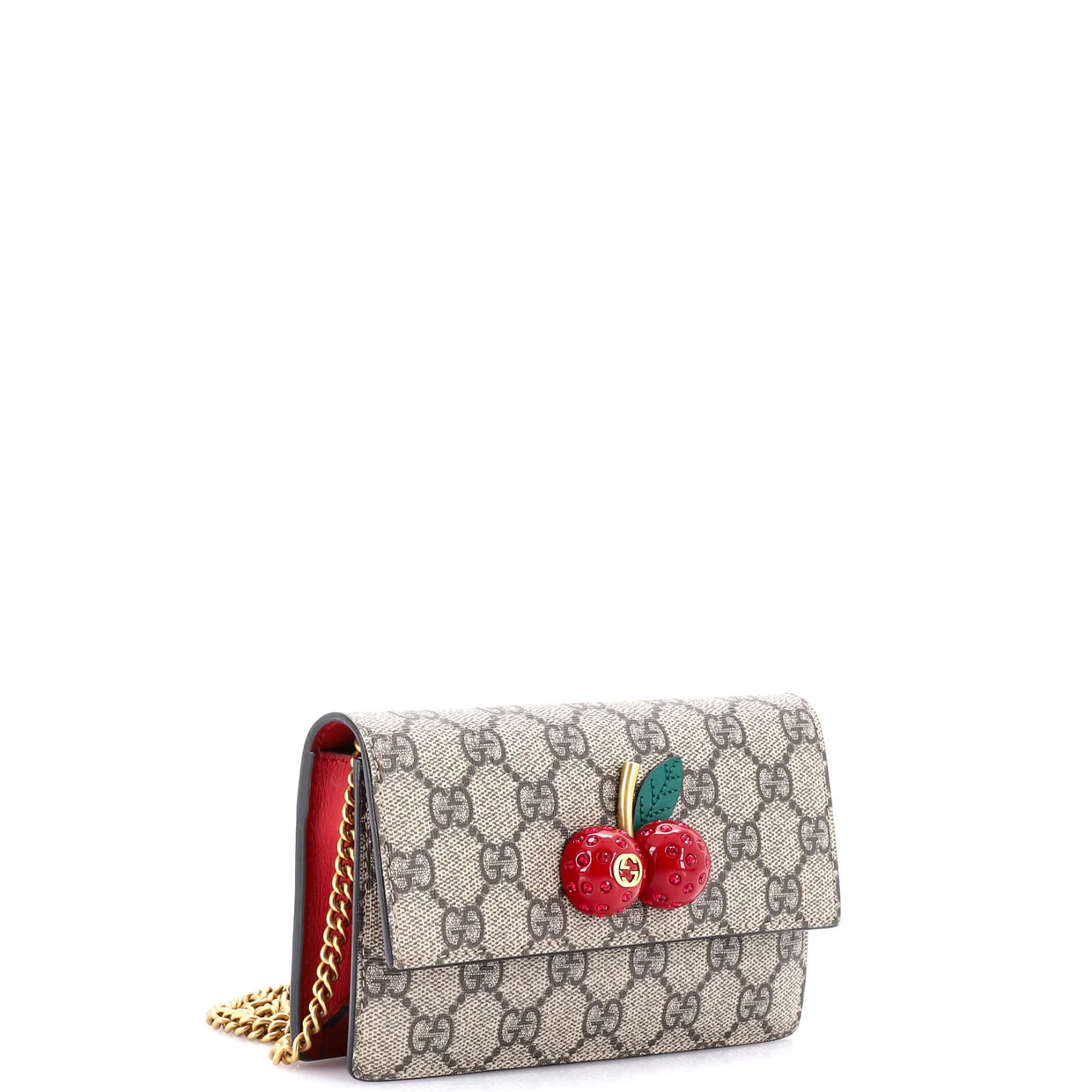 Cherries Wallet on Chain GG Coated Canvas Mini - Deep Luxury