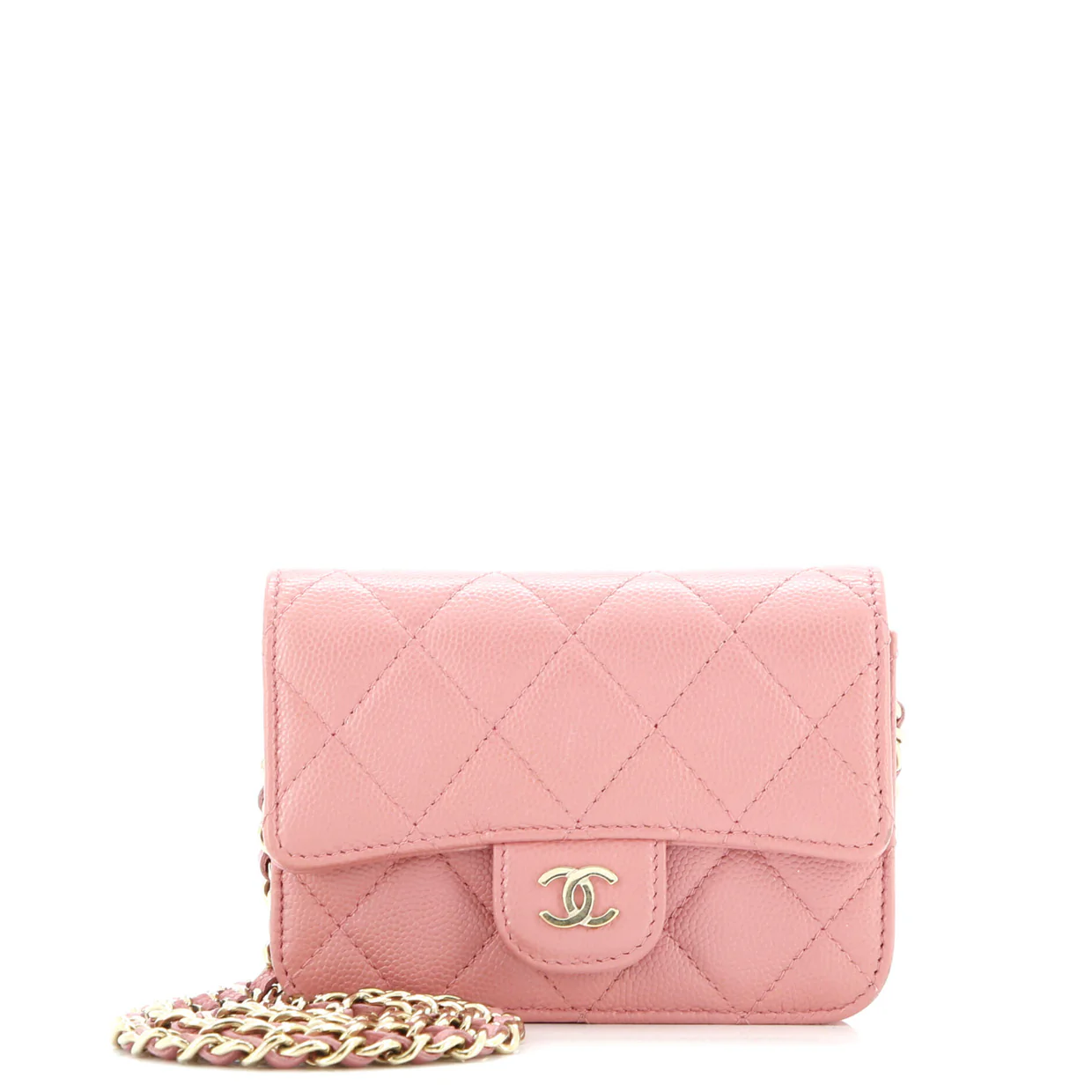 Classic Flap Card Holder on Chain Quilted Caviar Mini - Deep Luxury