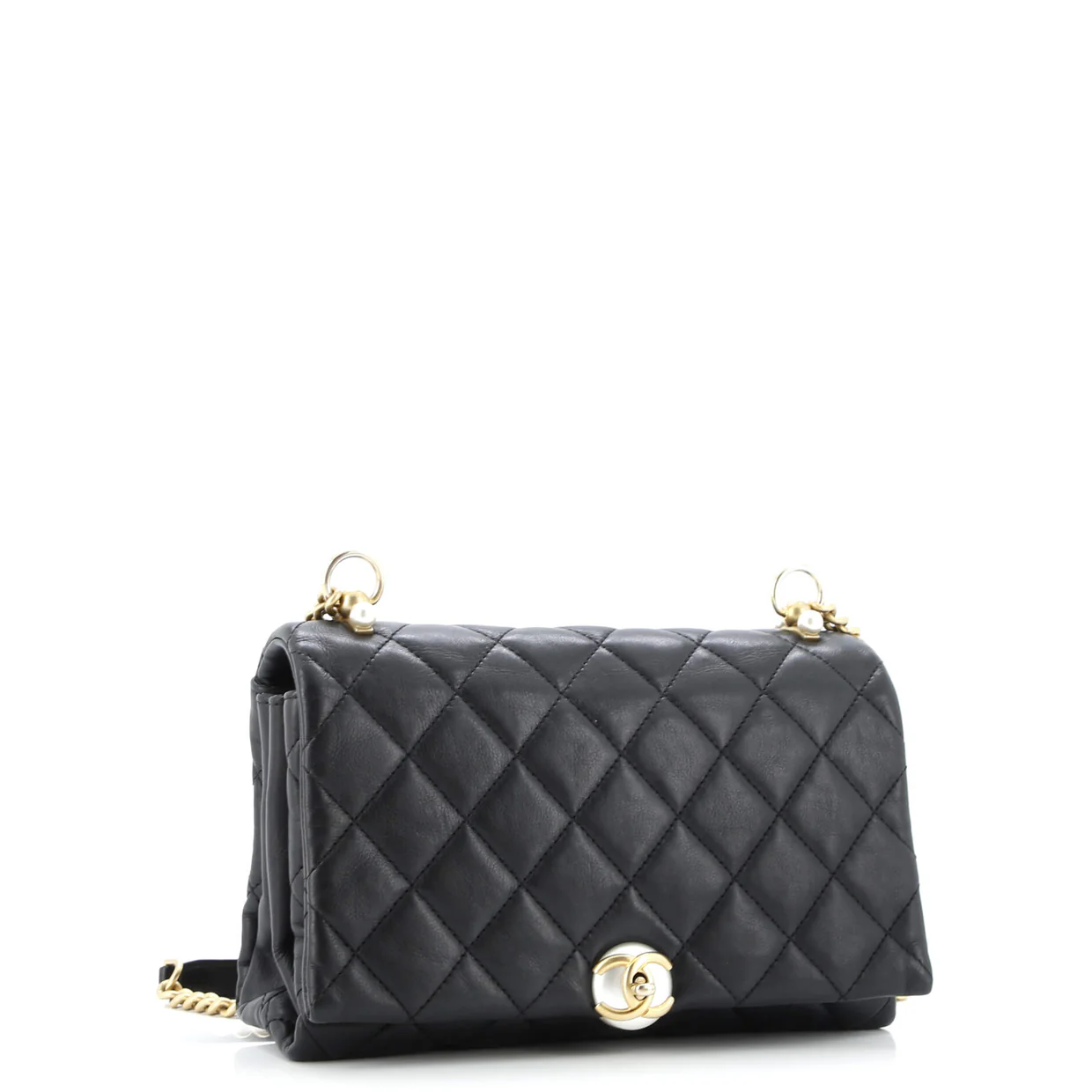 Pearl CC Accordion Flap Bag Quilted Calfskin Medium - Deep Luxury