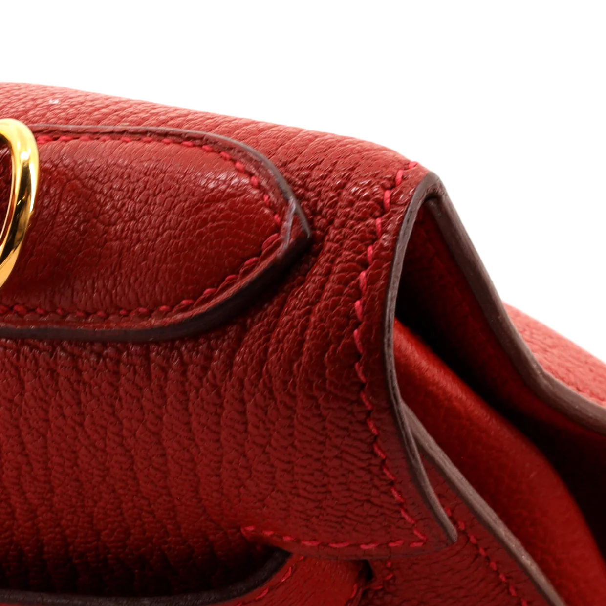 Kelly Handbag Rouge Vif Chevre de Coromandel with Gold Hardware 28 - Deep Luxury