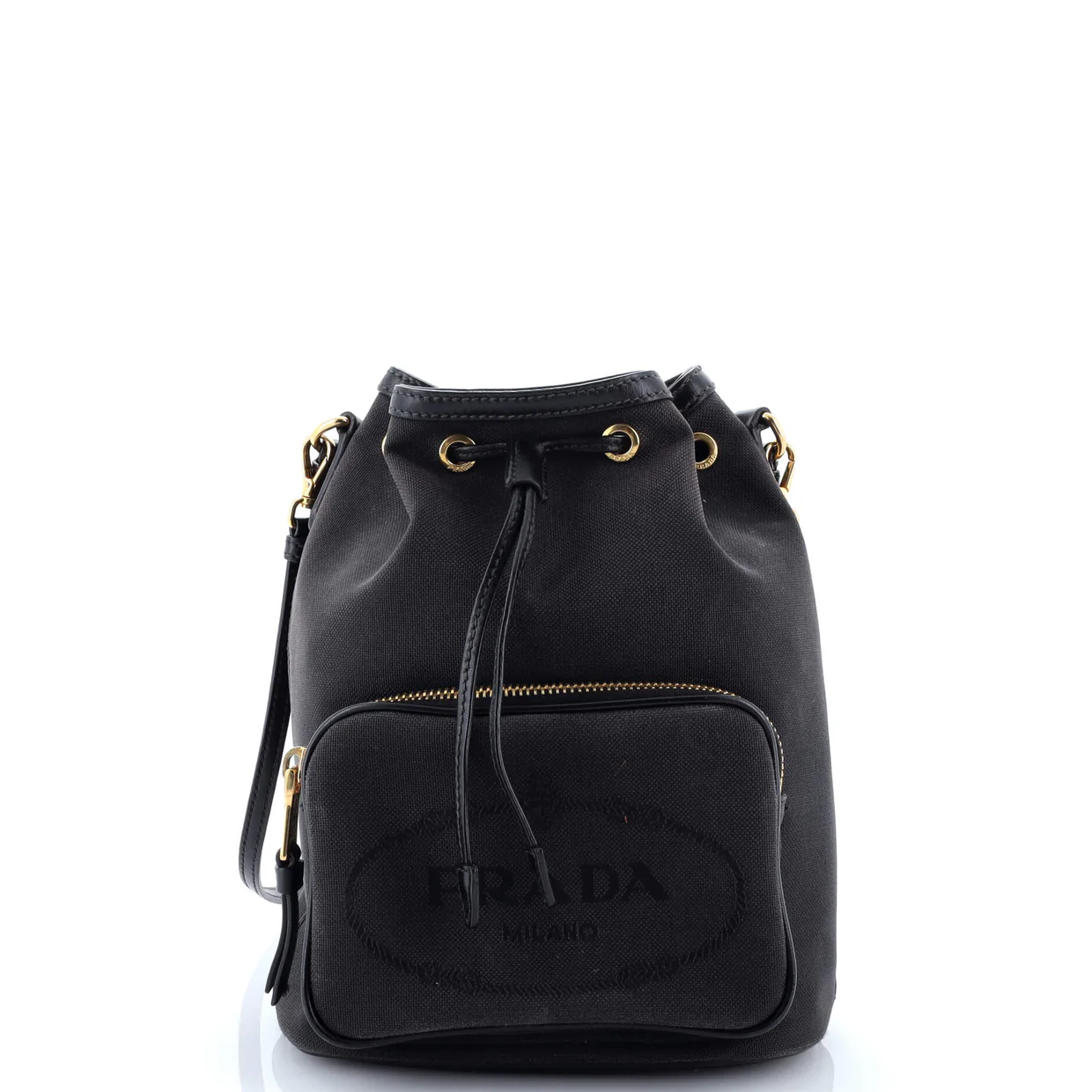Logo Drawstring Bucket Bag Canvas - Deep Luxury
