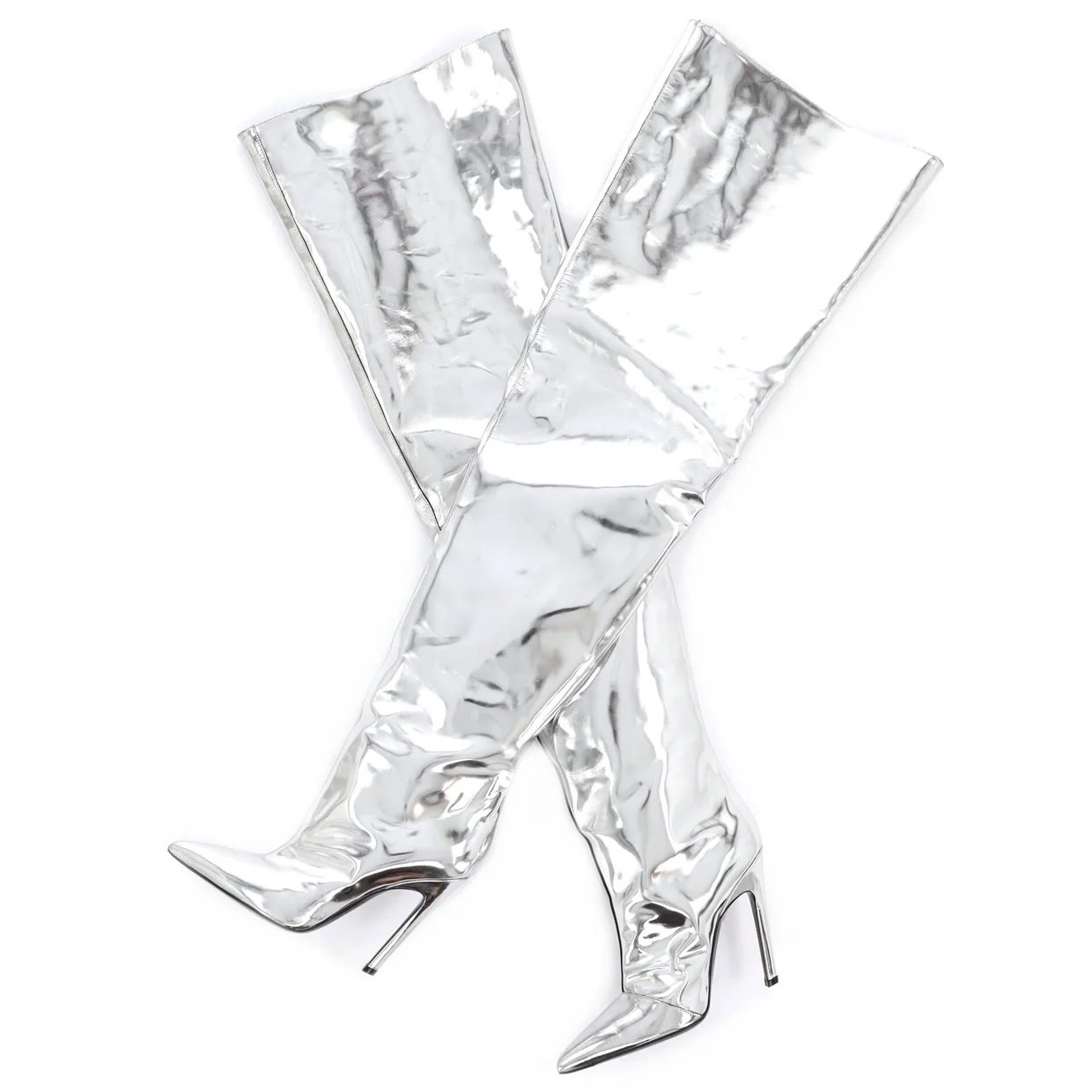 All The Time Over the Knee Boots Metallic Leather - Deep Luxury