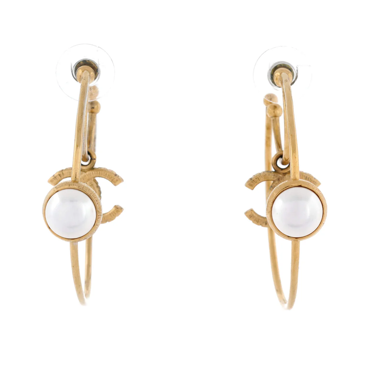 CC Creoules Double Hoop Earring Earrings Metal with Faux Pearl - Deep Luxury