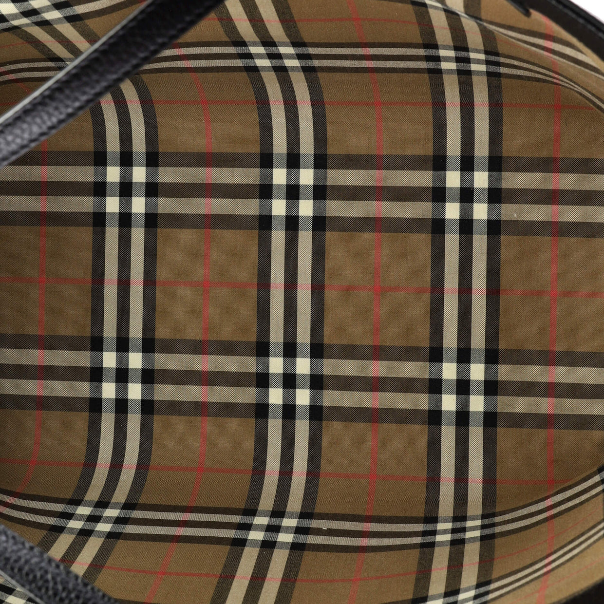 Shopping Tote Leather with Check Canvas Interior Medium - Deep Luxury