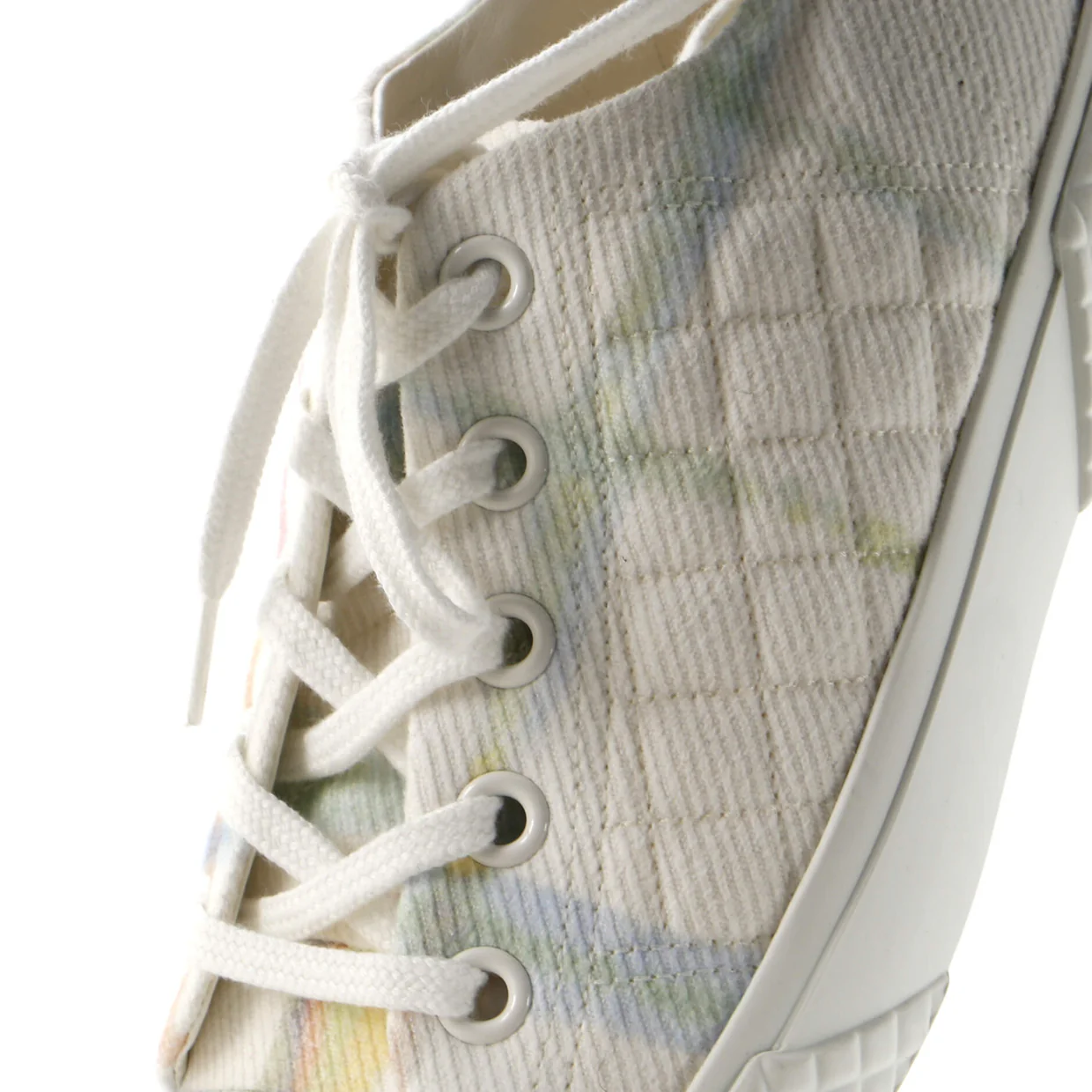 Women's CC Lace Up Sneakers Printed Quilted Canvas - Deep Luxury