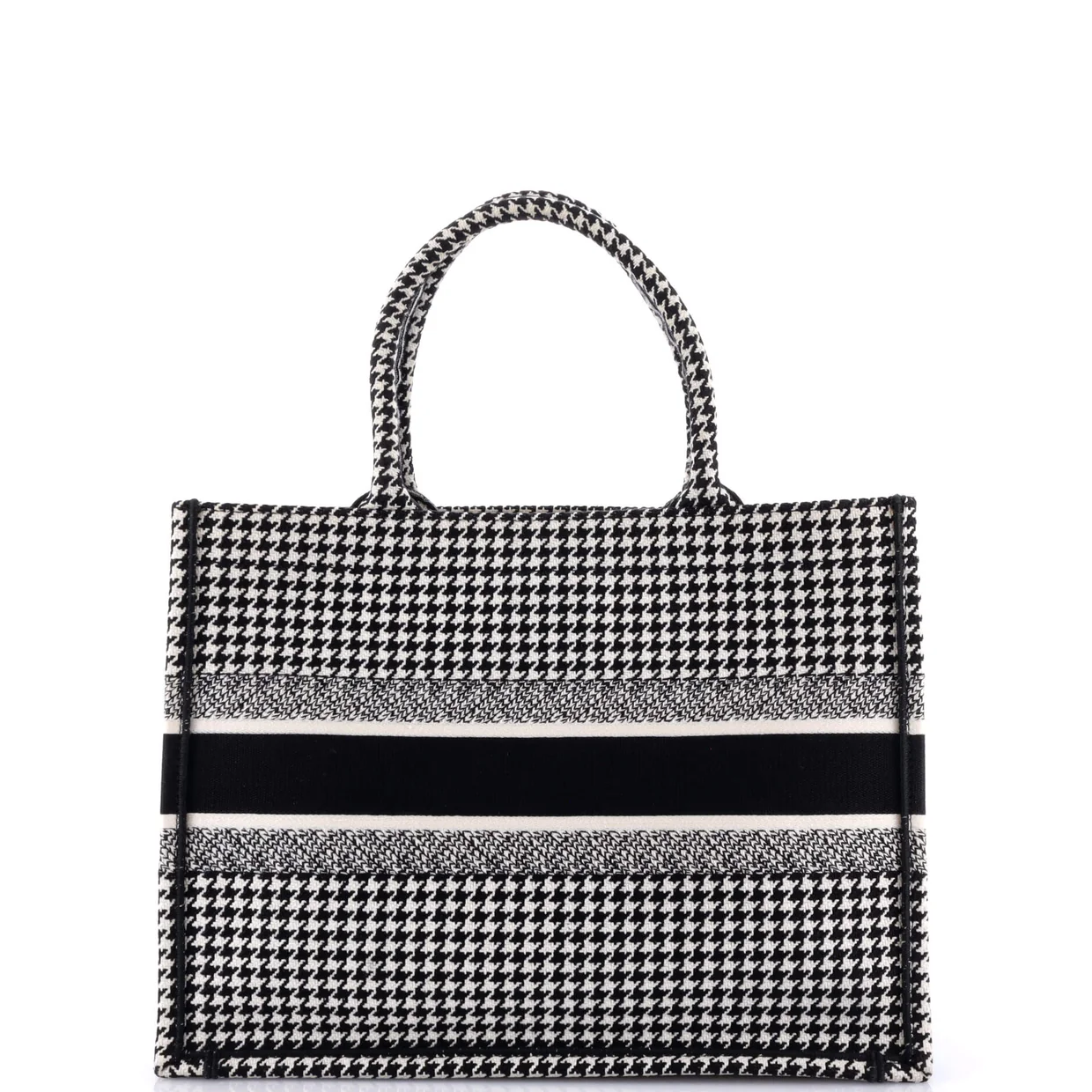 Book Tote Houndstooth Canvas Medium - Deep Luxury