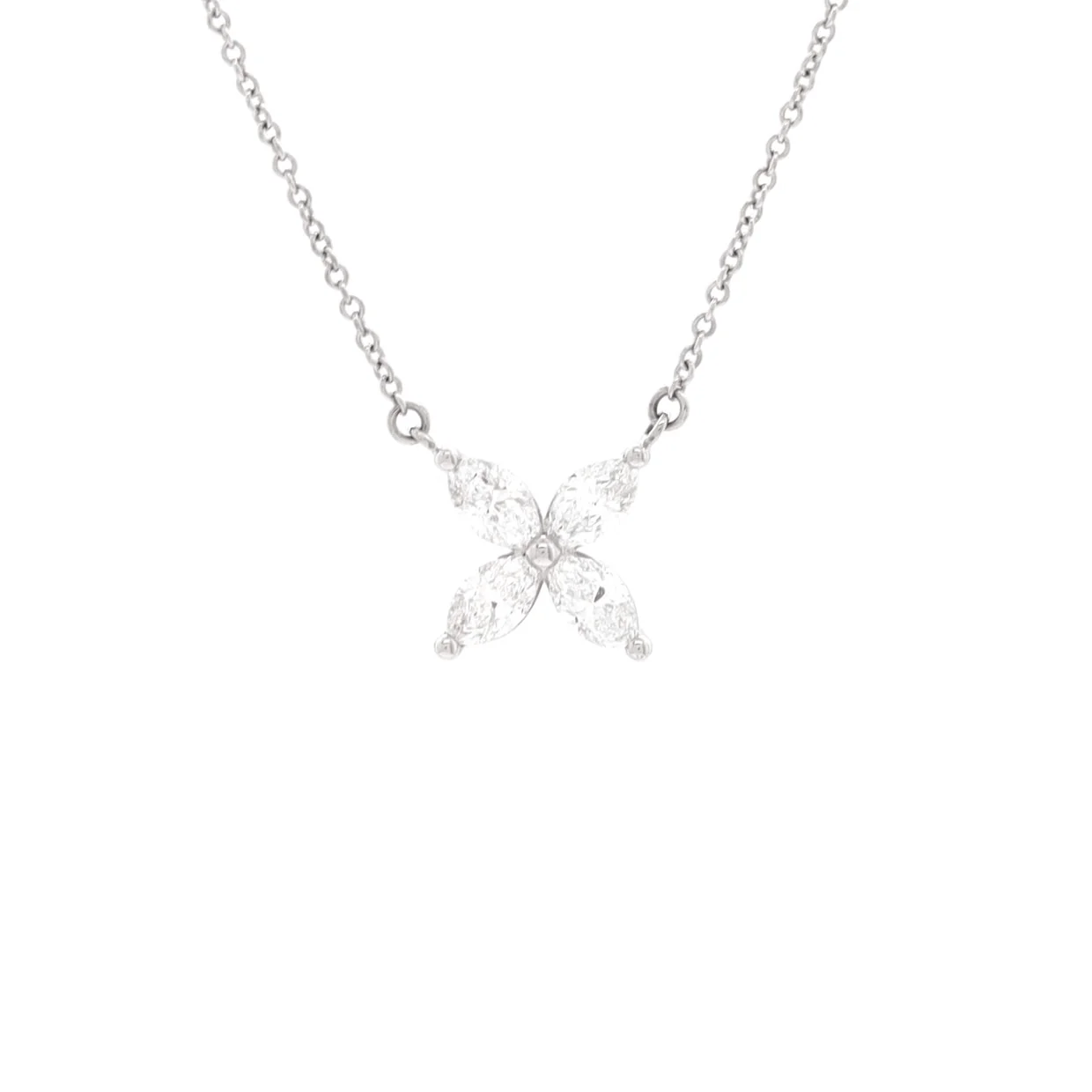 Victoria Pendant Necklace Platinum with Diamonds Large - Deep Luxury