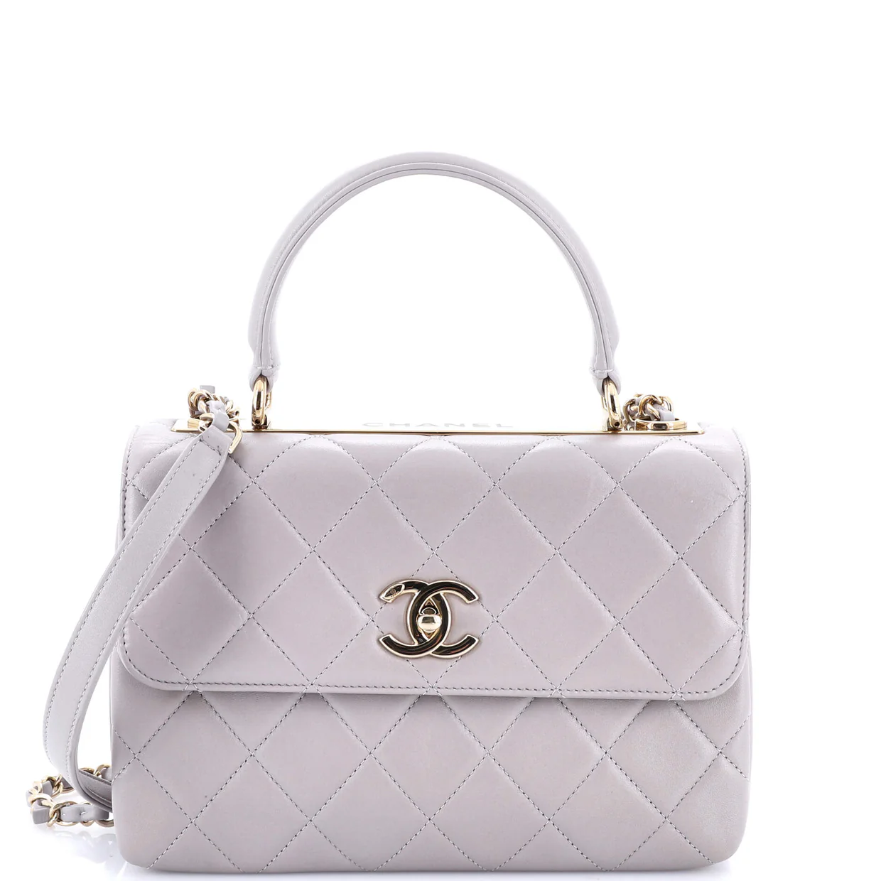 Trendy CC Top Handle Bag Quilted Lambskin Small - Deep Luxury