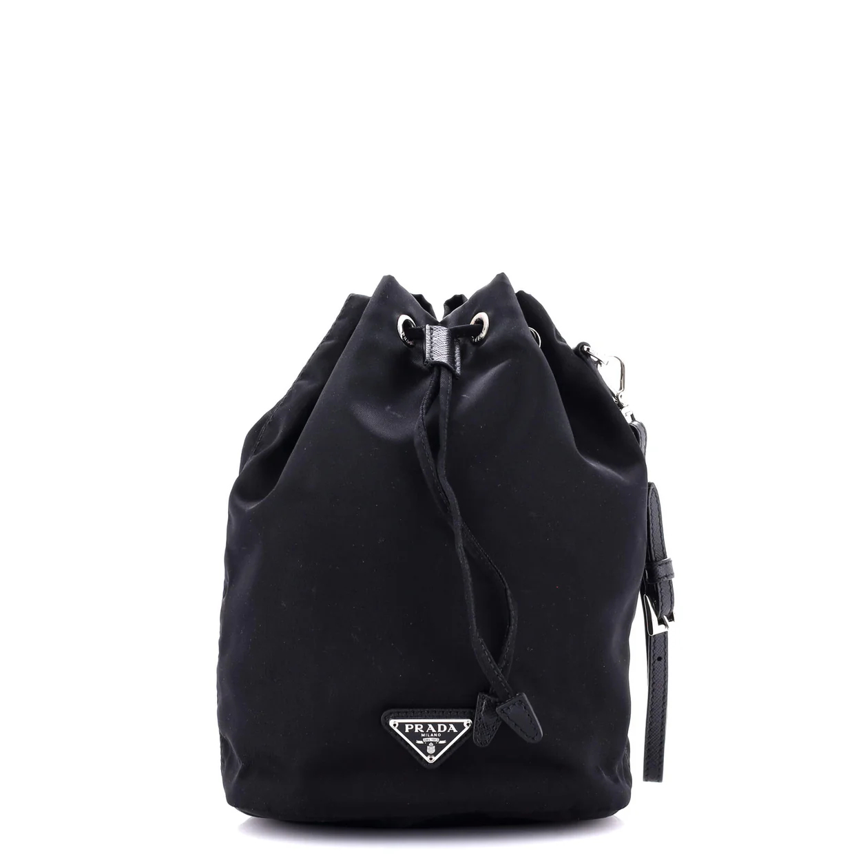 Drawstring Wristlet Bucket Bag Tessuto Small - Deep Luxury