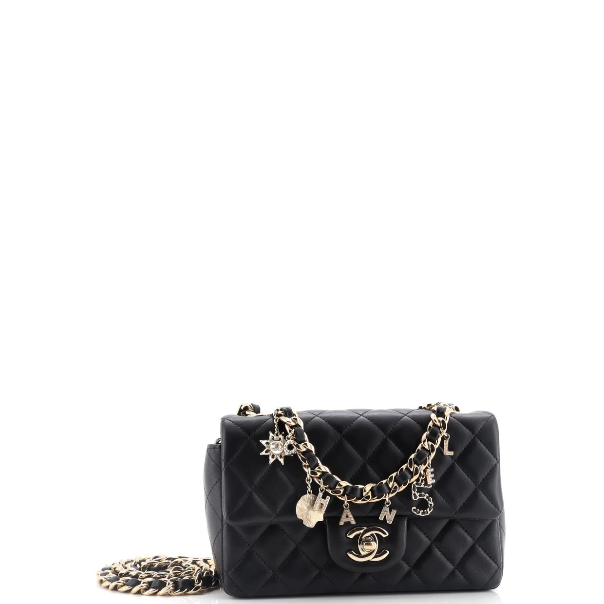 Coco Charms Classic Single Flap Bag Quilted Lambskin Mini - Deep Luxury