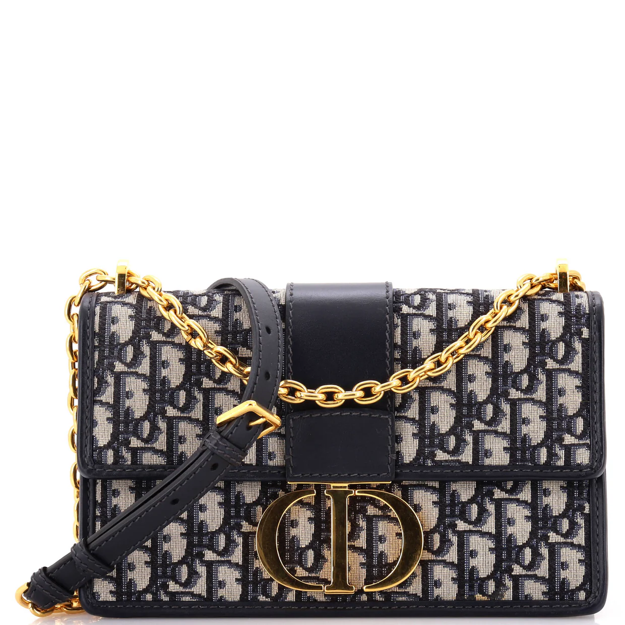 30 Montaigne Chain Flap Bag Oblique Canvas - Deep Luxury