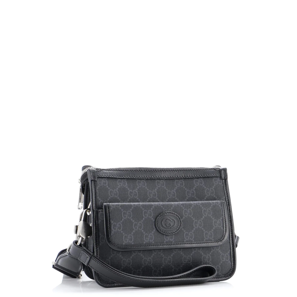 Interlocking G Patch Wristlet Flap Messenger Bag GG Coated Canvas Small - Deep Luxury