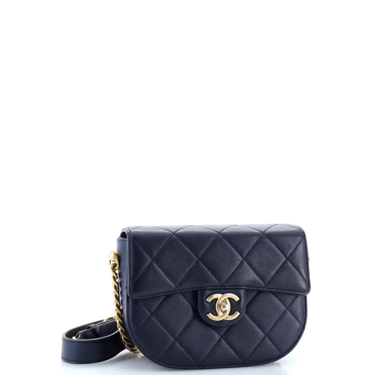 Moon Flap Messenger Bag Quilted Calfskin Mini - Deep Luxury