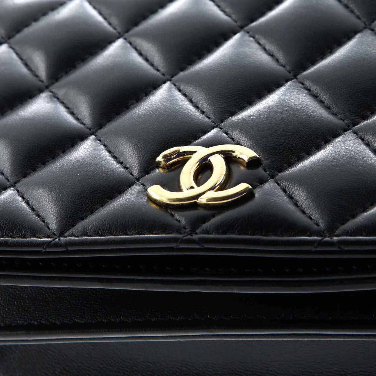 Logo Enamel Clutch with Chain Quilted Lambskin Mini - Deep Luxury