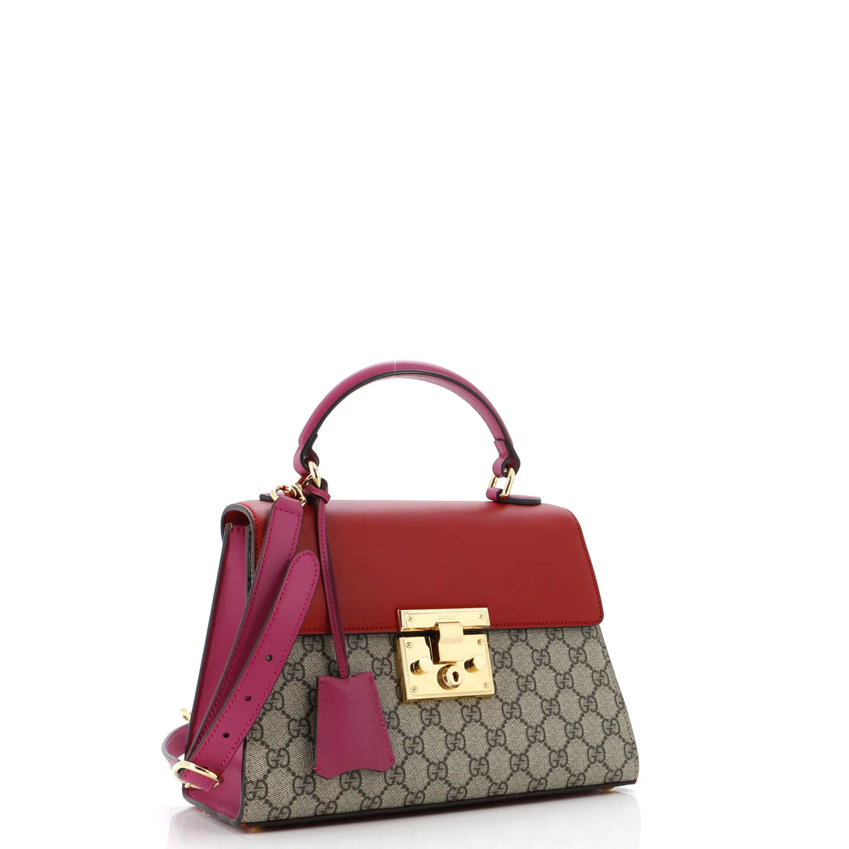 Padlock Top Handle Bag GG Coated Canvas and Leather Small - Deep Luxury