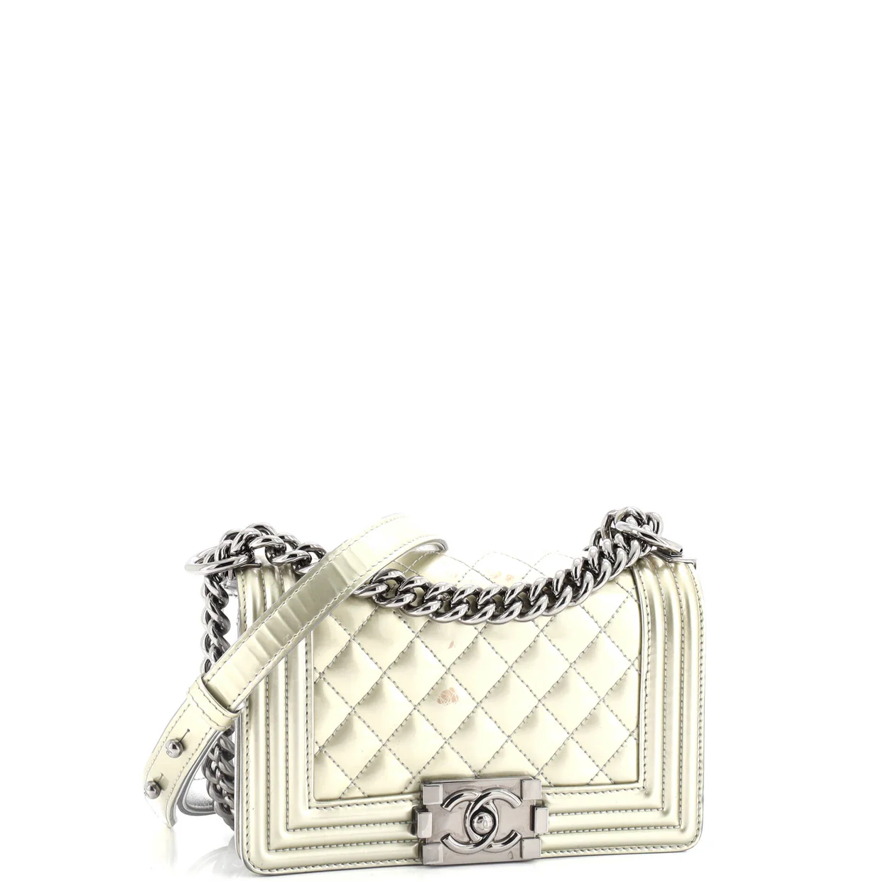 Boy Flap Bag Quilted Patent Small - Deep Luxury