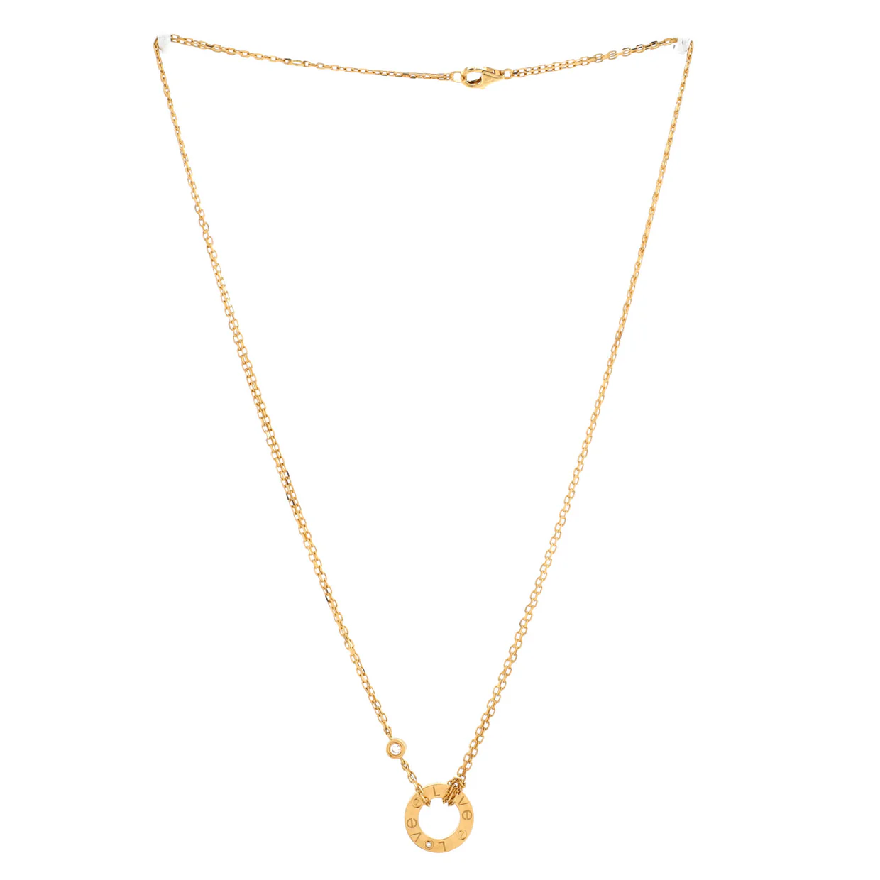 2 Diamonds Love Pendant Necklace 18K Yellow Gold and Diamonds - Deep Luxury