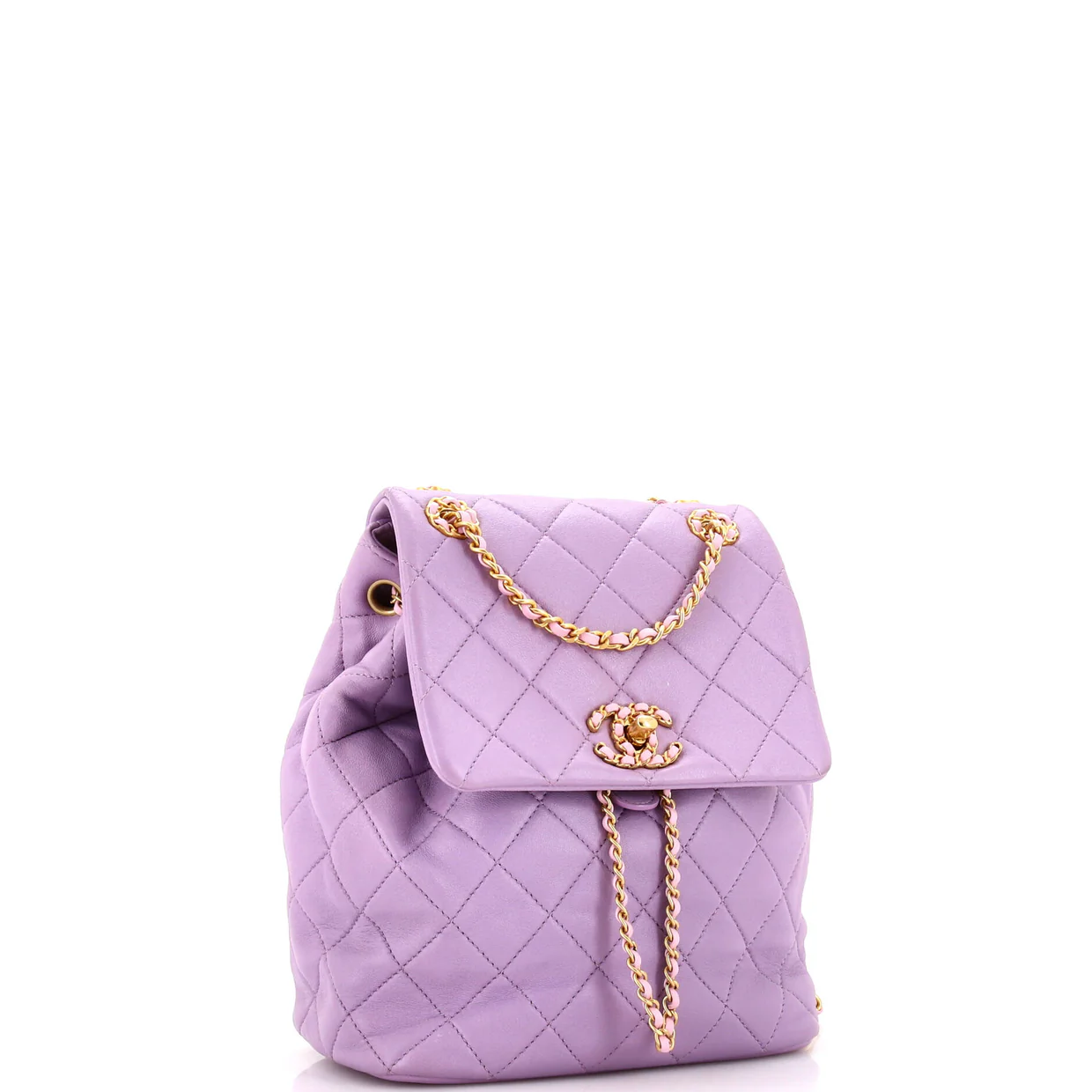 Chain Infinity Drawstring Backpack Quilted Lambskin Small - Deep Luxury