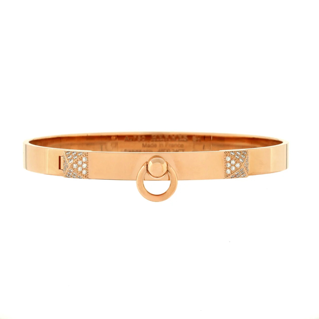 Collier de Chien Bracelet 18K Rose Gold with Pave Diamond Studs PM - Deep Luxury